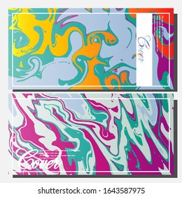 Abstract Fluid creative templates, cards, color covers set. Geometric design, liquids, shapes. Trendy vector collection.