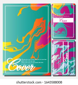 Abstract Fluid creative templates, cards, color covers set. Geometric design, liquids, shapes. Trendy vector collection.