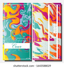 Abstrakte Fluid kreative Vorlagen, Karten, Farbhüllen Set. Geometrisches Design, Flüssigkeiten, Formen. Trendy Vektorillustration Collection.