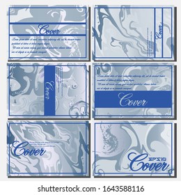 Abstract Fluid creative templates, cards, color covers set. Geometric design, liquids, shapes. Trendy vector collection.