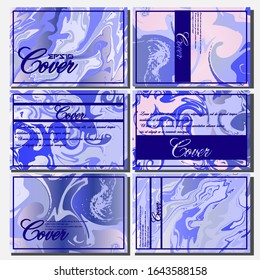 Abstract Fluid creative templates, cards, color covers set. Geometric design, liquids, shapes. Trendy vector collection.