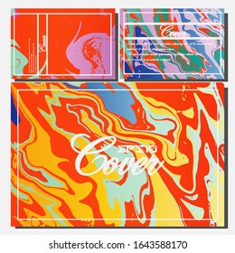 Lista de plantillas creativas, tarjetas, portadas de color de fluido abstracto. Diseño geométrico, líquidos, formas. Colección vectorial de moda.