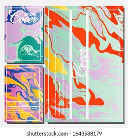 Abstract Fluid creative templates, cards, color covers set. Geometric design, liquids, shapes. Trendy vector collection.