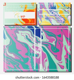 Abstract Fluid creative templates, cards, color covers set. Geometric design, liquids, shapes. Trendy vector collection.
