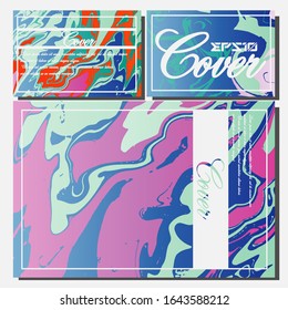 Abstract Fluid creative templates, cards, color covers set. Geometric design, liquids, shapes. Trendy vector collection.