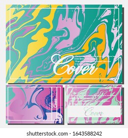 Abstract Fluid creative templates, cards, color covers set. Geometric design, liquids, shapes. Trendy vector collection.