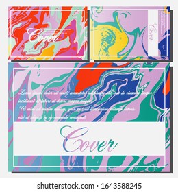 Abstract Fluid creative templates, cards, color covers set. Geometric design, liquids, shapes. Trendy vector collection.