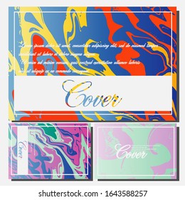 Abstract Fluid creative templates, cards, color covers set. Geometric design, liquids, shapes. Trendy vector collection.