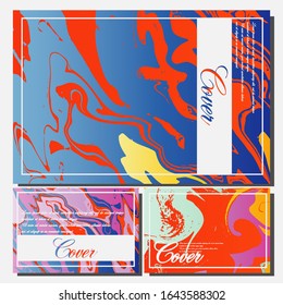 Abstract Fluid creative templates, cards, color covers set. Geometric design, liquids, shapes. Trendy vector collection.