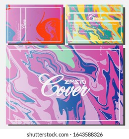 Abstract Fluid creative templates, cards, color covers set. Geometric design, liquids, shapes. Trendy vector collection.