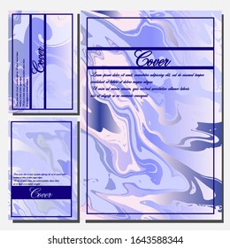 Abstrakte Fluid kreative Vorlagen, Karten, Farbhüllen Set. Geometrisches Design, Flüssigkeiten, Formen. Trendy Vektorillustration Collection.