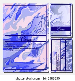Abstract Fluid creative templates, cards, color covers set. Geometric design, liquids, shapes. Trendy vector collection.