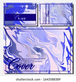 Abstract Fluid creative templates, cards, color covers set. Geometric design, liquids, shapes. Trendy vector collection.