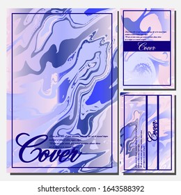 Abstract Fluid creative templates, cards, color covers set. Geometric design, liquids, shapes. Trendy vector collection.
