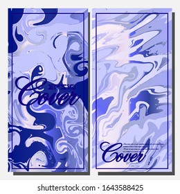 Abstract Fluid creative templates, cards, color covers set. Geometric design, liquids, shapes. Trendy vector collection.