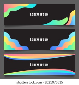 Abstrakte Fluid kreative Vorlagen, Karten, Farbhüllen Set. Geometrisches Design, Flüssigkeiten, Formen. Trendy Vektorgrafik. Pastellfarben und Neondesign, geometrische, fließende grafische Form, Vektorhintergrund.