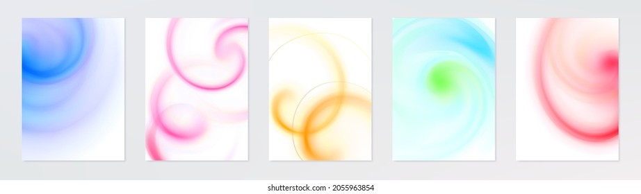 Abstract Fluid creative templates, cards, color covers set. Geometric design, liquids, shapes. Trendy vector collection. Pastel and neon design, geometric fluid graphic shape, in vector background.