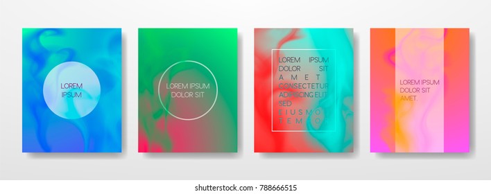 Abstract Fluid creative templates, cards, color covers set. Geometric design, liquids, shapes. Trendy vector collection.