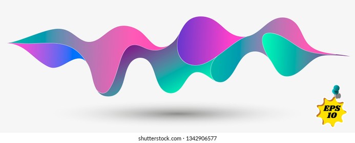 Abstract Fluid creative templates with dynamic linear waves.cards, color covers set. Geometric design.Cool curl wave header element. Modern bright colors.