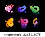 Abstract fluid curve. Gradient blend line, creative liquid colorful shapes and banner vector backgrounds set. Modern design with bright waves flow in motion, dynamic multicolored streams.