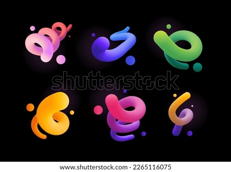 Abstract fluid curve. Gradient blend line, creative liquid colorful shapes and banner vector backgrounds set. Modern design with bright waves flow in motion, dynamic multicolored streams. Сток-фото © 