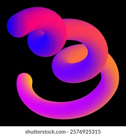 Abstract fluid curve shape. Gradient blend line icon. Creative design element. Vector illustration isolated on black background.