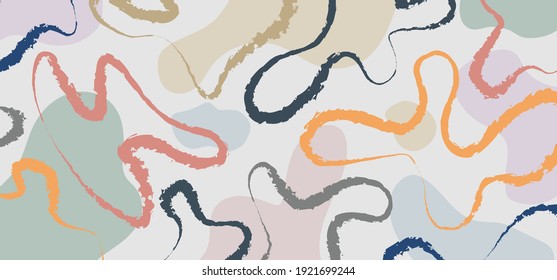 Abstract fluid decorative line artwork pattern of retro style template. Overlapping for free copy space of text background. illustration vector