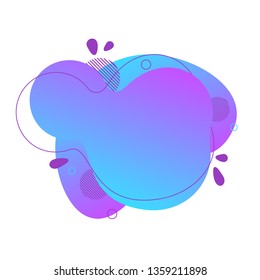 Abstract fluid design element. Minimalistic background for text. Wavy bubble banner, poster clipart with lines, dots. Gradient liquid blue flat shape. Geometric color illustration. Isolated vector