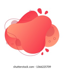 Abstract fluid design element. Minimalistic background for text. Wavy bubble banner, poster clipart with lines, dots. Gradient liquid pink flat shape. Geometric color illustration. Isolated vector