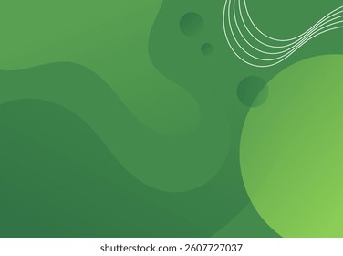 Abstract fluid design with flowing shapes and smooth transitions in a green color palette