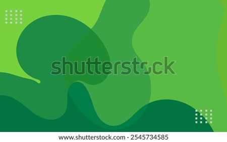 Abstract fluid design with flowing shapes and smooth transitions in a green color palette
