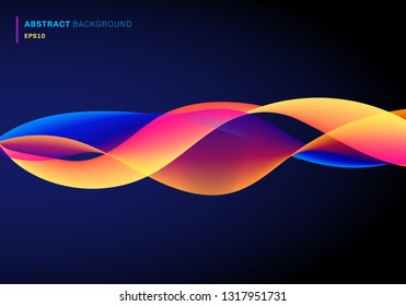 Abstract fluid with dynamic effect lines waves vibrant color on dark blue background. Futuristic technology style. Vector illustration