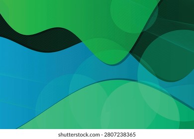 Abstract fluid dynamics with green, blue, and black organic wave forms