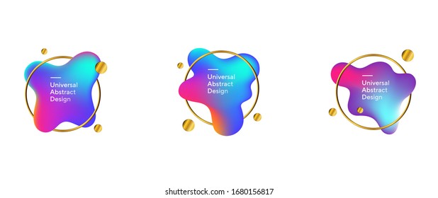 Abstract fluid elements set. Wavy forms, flowing liquid shapes, gradient lines. Trendy futuristic design for banners, flyers, posters, logos