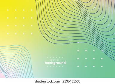 abstract fluid flow line curve with dots radius sphere in gradient yellow background can be use for food and drink product label technology product presentation box art vector eps.