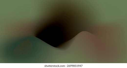 Forma-se um fluido abstrato com texturas em tons de verde escuro e marrom, sugerindo movimento orgânico e profundidade.