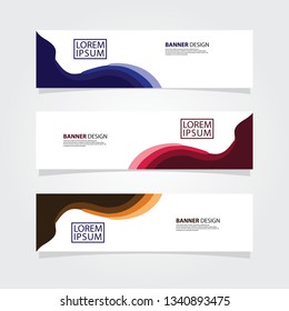 Abstract fluid geometric banner web template. Color gradient shape. Blue, Pink, Yellow banner.