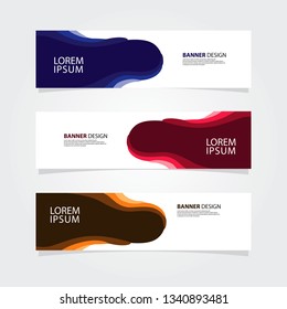 Abstract fluid geometric banner web template. Color gradient shape. Blue, Pink, Yellow banner.