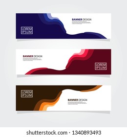 Abstract fluid geometric banner web template. Color gradient shape. Blue, Pink, Yellow banner.