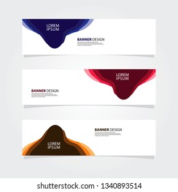 Abstract fluid geometric banner web template. Color gradient shape. Blue, Pink, Yellow banner.