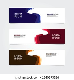 Abstract fluid geometric banner web template. Color gradient shape. Blue, Pink, Yellow banner.