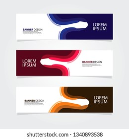 Abstract fluid geometric banner web template. Color gradient shape. Blue, Pink, Yellow banner.