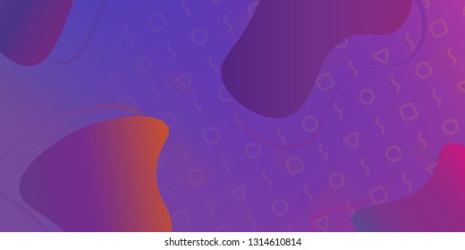 Abstract fluid geometric gradient colorful dynamic background with lines in dark purple and orange colors