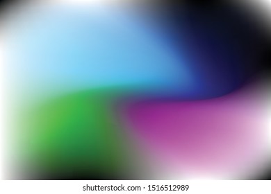 abstract of fluid ghost like motion of light blue, pink, green and dark blue colors over black background used for wallpaper, presentation slide 