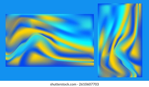 Abstract fluid gradient background with blue and yellow waves design wallpaper