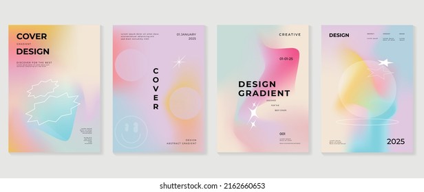 Abstract fluid gradient background vector. Minimalist style cover template with pastel, colorful and liquid color. Modern wallpaper design perfect for social media, idol poster, photo frame.