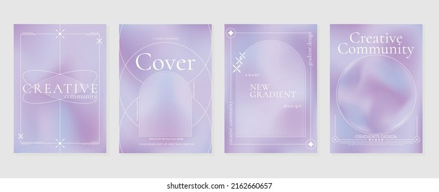 Abstract fluid gradient background vector. Minimalist style cover template with geometric shapes, purple and liquid color. Modern wallpaper design perfect for social media, idol poster, photo frame.