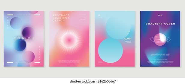 Abstract fluid gradient background vector. Minimalist style cover template with circle shapes, colorful and liquid color. Modern wallpaper design perfect for social media, idol poster, photo frame.