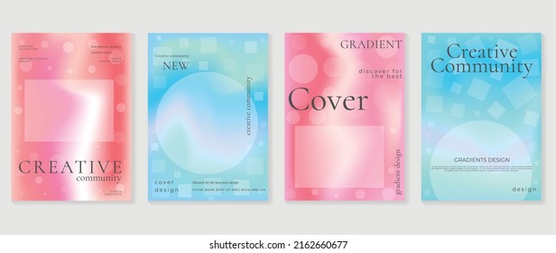 Abstract fluid gradient background vector. Minimalist style cover template with shapes, blue, pink and liquid color. Modern wallpaper design perfect for social media, idol poster, photo frame.