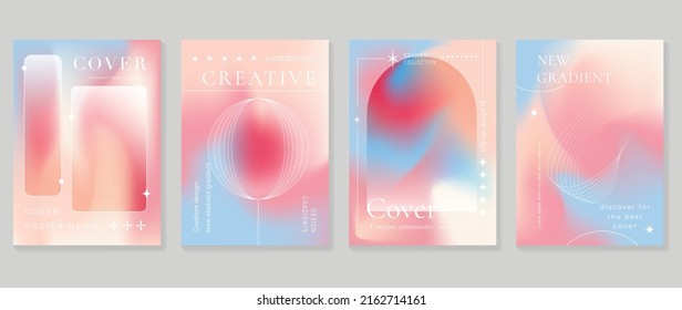 Abstract fluid gradient background vector. Minimalist style cover template with geometric shapes, colorful and liquid color. Modern wallpaper design perfect for social media, idol poster, photo frame.